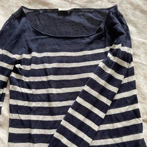 Navy & white stripped linen long sleeve